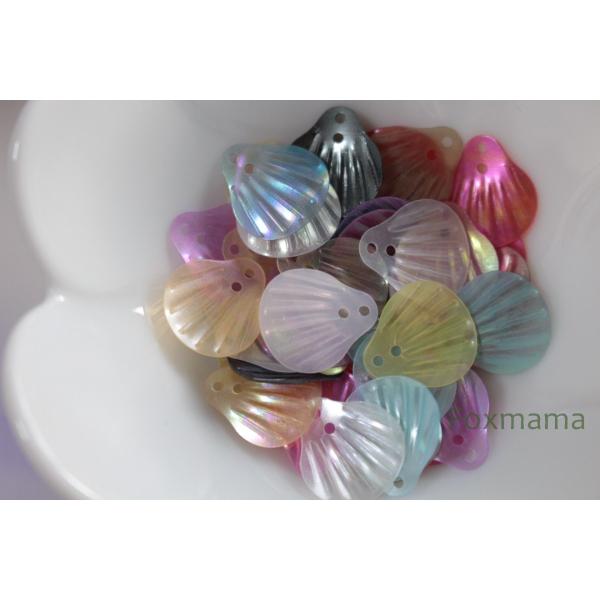 スパンコール 14mm 約50枚(約2g) シェル 貝 薄オーロラ トップホール 混色 (SSL14...