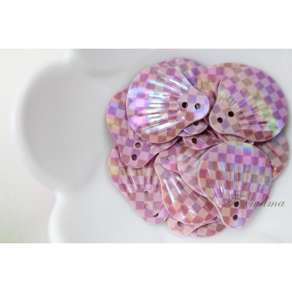 スパンコール 約28枚(約2.5g) シェル 貝 格子 オーロラピンク (SSL20APKJHKS)
