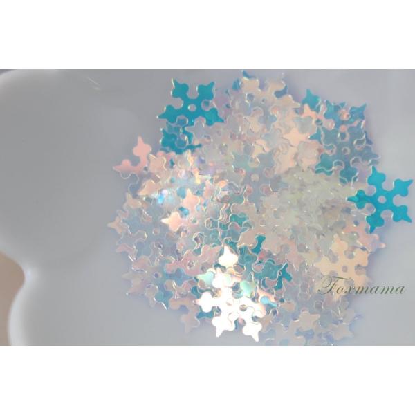 スパンコール 約120枚(約2g) 雪 結晶 花 10mm オーロラ 透明 (SSN10ASKJJ0...