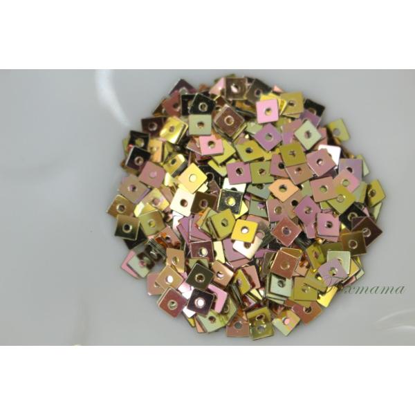 スパンコール 3mm 約2g 正方形 ピンク紫x金色 グラデ (SSQ03DPMHWHR)