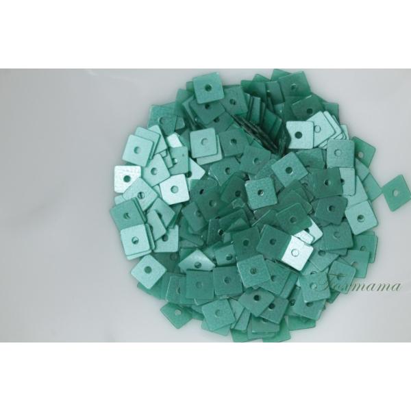 スパンコール 4mm 約380枚(約2g) 正方形 四角 マット エメラルドグリーン (SSQ04M...