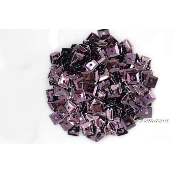 [訳あり]スパンコール 約340枚(約2g) 正方形 凹凸 4mm メタリック 紫茶色 (SSQ04...