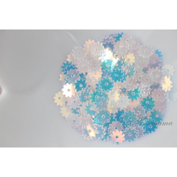 スパンコール 約350枚(約2g) 太陽 歯車 ギア 小花 5mm オーロラ 透明 (SSU05AS...