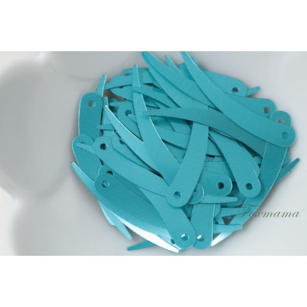 スパンコール 33mm 約65枚(約2.5g) トップホール 象牙形 メタリック 青緑 (SZG33...