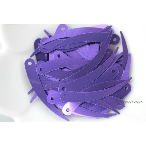 スパンコール 33mm 約65枚(約2.5g) 象牙形 トップホール マット メタリック 紫 (SZ...