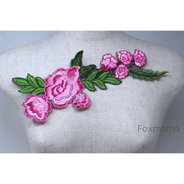 【在庫処分セール】ワッペン 1枚 花 オーガンジー基布 ピンク系 (WFLB83PKHW00)