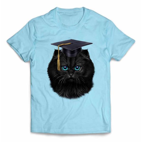 【黒猫 ねこ 角帽】キッズ 半袖 Tシャツ by Fox Republic