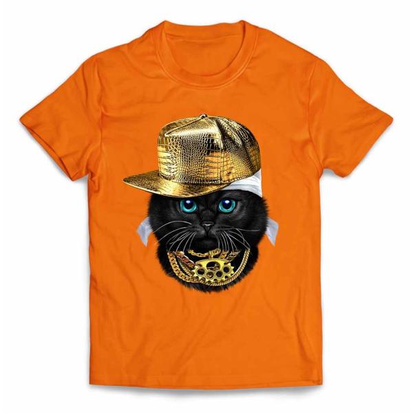 【黒猫 ねこ ヒップホップ】キッズ 半袖 Tシャツ by Fox Republic