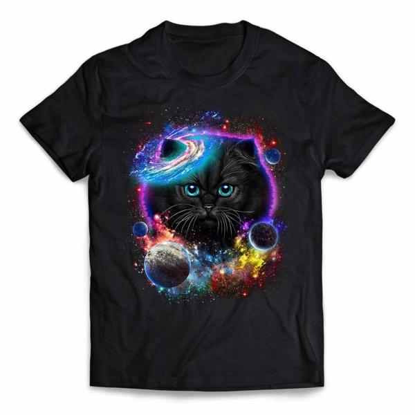 【黒猫 ねこ 宇宙飛行士 ヘルメット 宇宙】キッズ 半袖 Tシャツ by Fox Republic