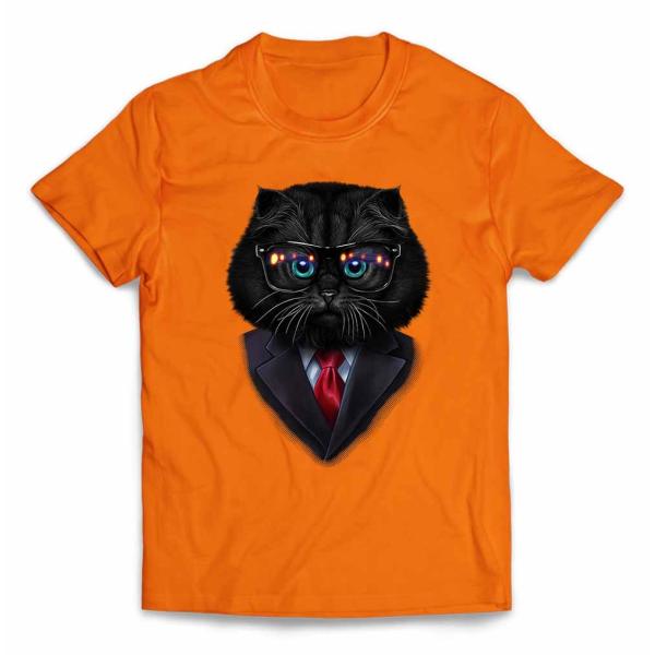 【黒猫 ねこ スーツ】キッズ 半袖 Tシャツ by Fox Republic