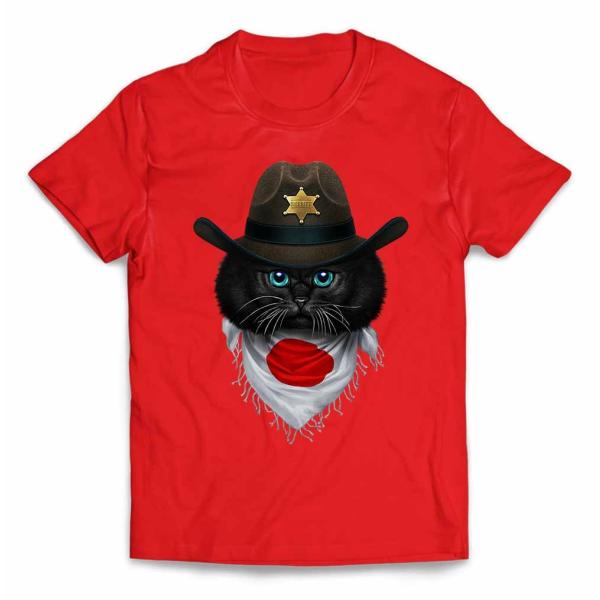 【黒猫 ねこ カウボーイ 日本 バンダナ】キッズ 半袖 Tシャツ by Fox Republic
