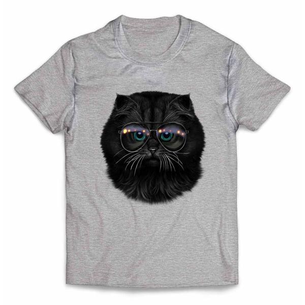 【黒猫 ねこ サングラス】キッズ 半袖 Tシャツ by Fox Republic