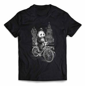 キッズ Tシャツ 半袖 パンダ ロンドン で 自転車 に乗る by Fox Republic