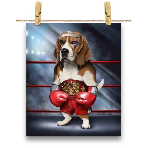 ポストカード ビーグル 犬 ボクシング チャンピオン 筋肉 筋トレ by Fox Republic
