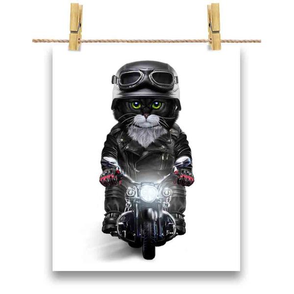 【タキシードキャット ねこ バイク ヘルメット】ポストカード by Fox Republic
