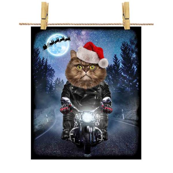 【ペルシャ猫 ねこ バイク クリスマス サンタクロース】ポストカード by Fox Republic