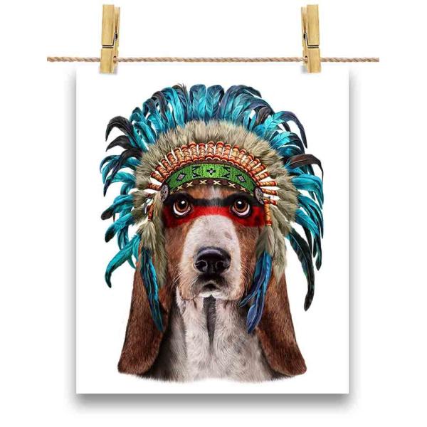 【バセットハウンド ドッグ 犬 いぬ インディアン】ポストカード by Fox Republic