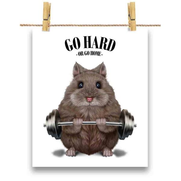 ポストカード 筋トレ ジム やる気がないなら家に帰れ ジャンガリアンハムスター by Fox Rep...