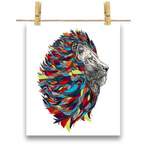 ポスター A1 レトロ な カラフル ライオン by Fox Republic