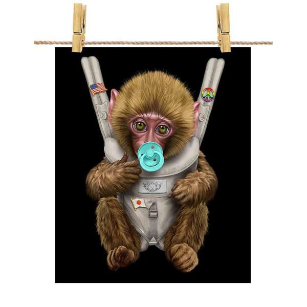 ポスター A1 サル 猿 マンキー 抱っこ 抱っこ紐 おしゃぶりり by Fox Republic