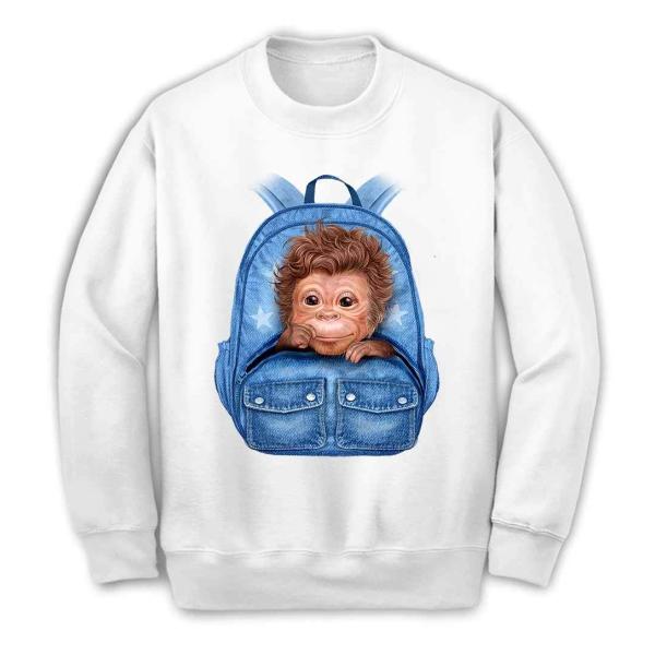 メンズ スウェット スエット トレーナー オランウータン デニム リュックサック by Fox Re...