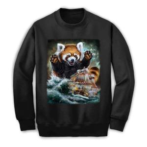 メンズ スウェット スエット トレーナー 船を襲う レッサーパンダ 海 雷 嵐 by Fox Republic