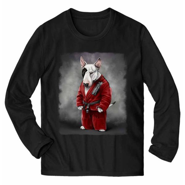 メンズ Tシャツ 長袖 ブルテリア いぬ 犬 赤い柔道着 師匠 筋トレ チャンピオン by Fox ...