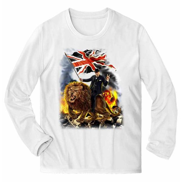 メンズ Tシャツ 長袖 ライオン にまたがる ウィンストンチャーチル by Fox Republic