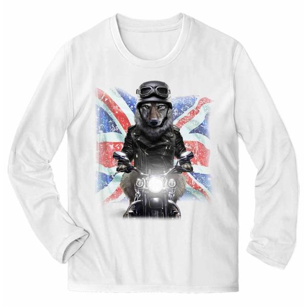 メンズ Tシャツ 長袖 狼 オオカミ バイク イギリス by Fox Republic