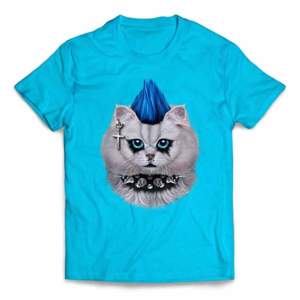 【ペルシャ猫 ねこ モヒカン パンク ロック】メンズ 半袖 Tシャツ by Fox Republic