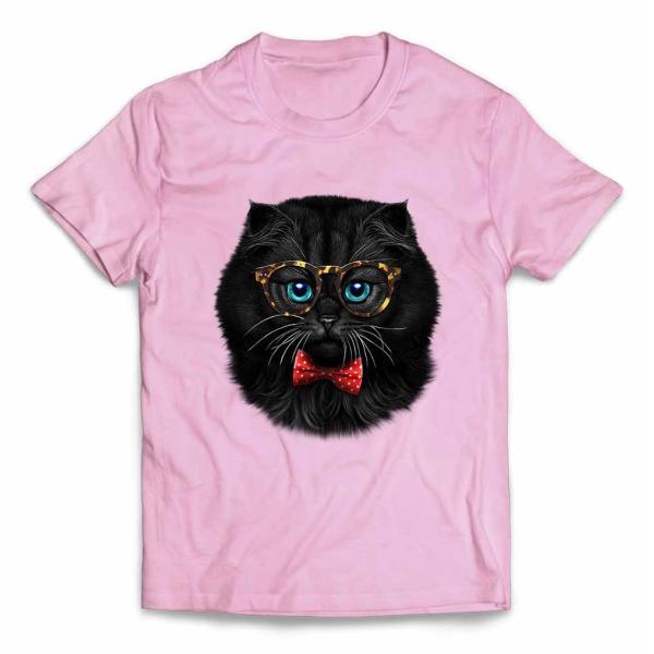 【黒猫 ねこ 蝶ネクタイ】メンズ 半袖 Tシャツ by Fox Republic