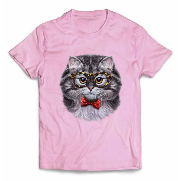 【グレー 猫 ねこ 蝶ネクタイ】メンズ 半袖 Tシャツ by Fox Republic