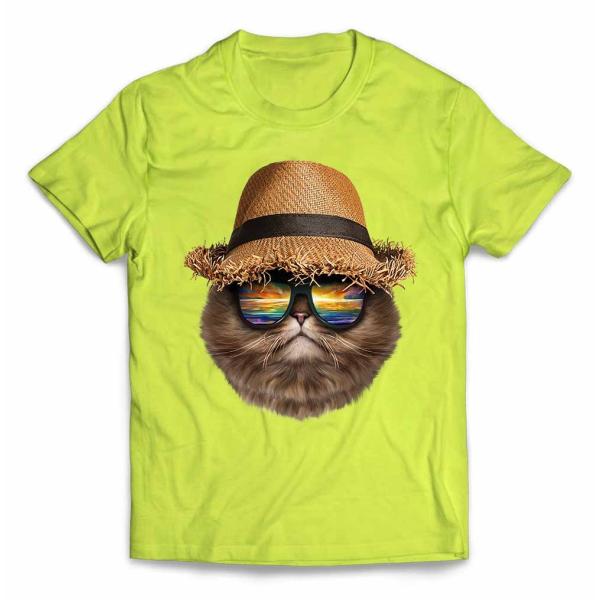 【ペルシャ猫 ねこ 帽子】メンズ 半袖 Tシャツ by Fox Republic