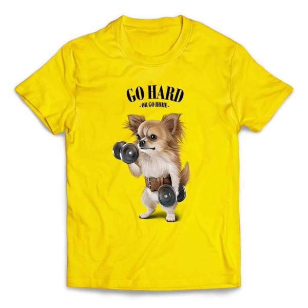 メンズ Tシャツ 半袖 チワワ 犬 ダンベル 筋トレ 筋肉 ワークアウト ジム by Fox Rep...