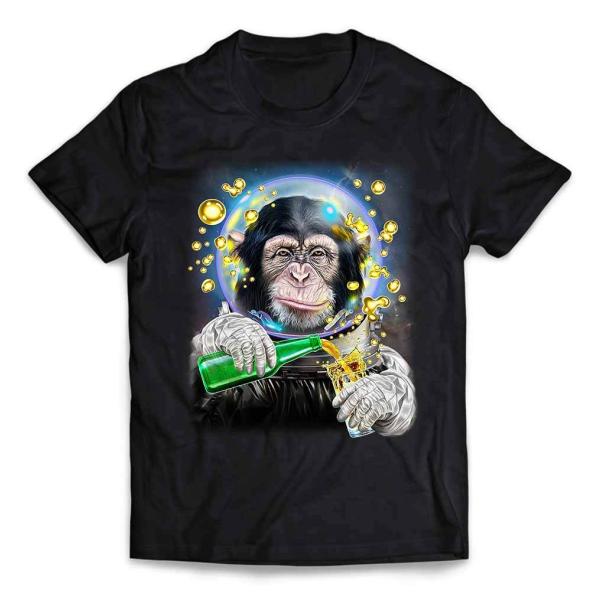 メンズ Tシャツ ニホンザル 動物 宇宙 飛行士 銀河系 ジュース 探検 by Fox Republ...