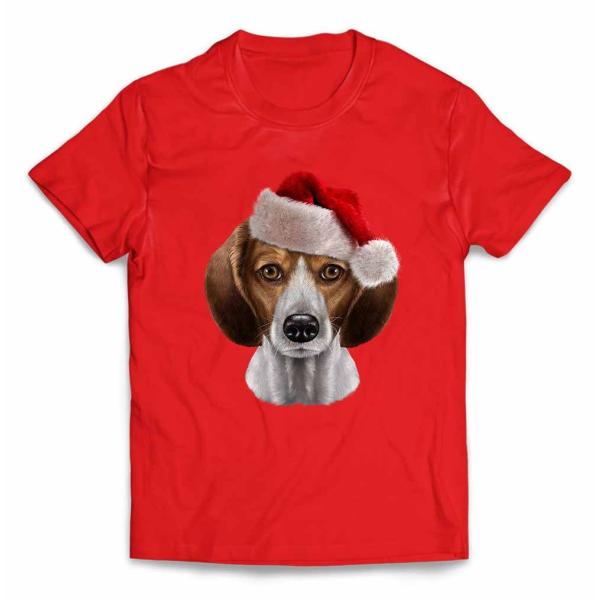 【ビーグル ドッグ 犬 いぬ クリスマス サンタクロース】メンズ 半袖 Tシャツ by Fox Re...