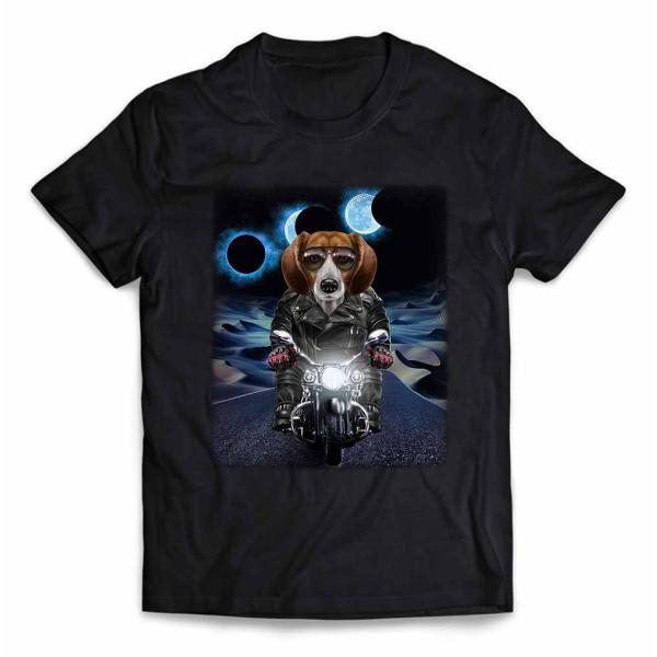 【ビーグル ドッグ 犬 いぬ バイク 月】メンズ 半袖 Tシャツ by Fox Republic