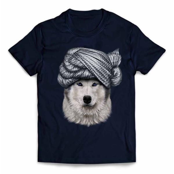 【シベリアンハスキー ドッグ 犬 いぬ ターバン】メンズ 半袖 Tシャツ by Fox Republ...