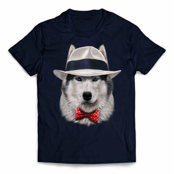 【シベリアンハスキー ドッグ 犬 いぬ 帽子】メンズ 半袖 Tシャツ by Fox Republic