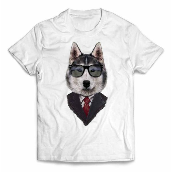 【シベリアンハスキー ドッグ 犬 いぬ スーツ】メンズ 半袖 Tシャツ by Fox Republi...