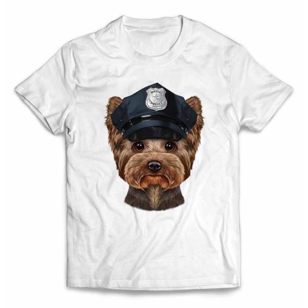 【ヨークシャテリア ドッグ 犬 いぬ 警察官】メンズ 半袖 Tシャツ by Fox Republic