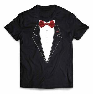 メンズ Tシャツ 半袖 タキシード 蝶ネクタイ スーツ だまし絵