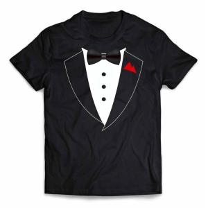 メンズ Tシャツ 半袖 タキシード 蝶ネクタイ スーツ だまし絵