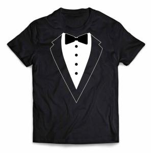 メンズ Tシャツ 半袖 タキシード 蝶ネクタイ スーツ だまし絵