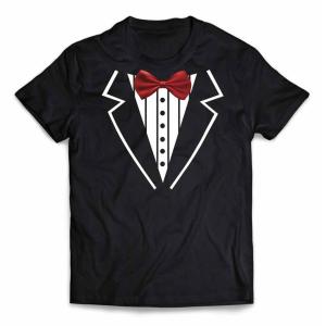 メンズ Tシャツ 半袖 タキシード 蝶ネクタイ スーツ だまし絵