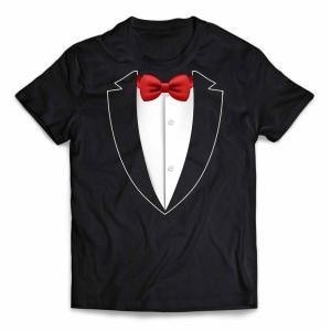半袖Tシャツ メンズ スタンドカラー 蝶ネクタイ装飾 2色 メンズ Tシャツ 半袖 サスペンダー 蝶ネクタイ スーツ シャツ だ