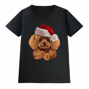 【赤毛のプードル ドッグ 犬 いぬ クリスマス】レディース 半袖 Tシャツ by Fox Republic