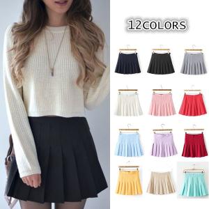 プリーツスカート ミニ スカート レディース チラ見え防止