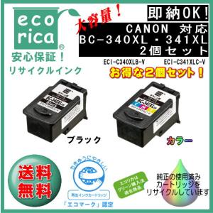 ★SETでお得！★BC-340XL・BC-341XL 大容量インクカートリッジ お得な2個セット リサイクル品（エコリカ）ECI-C340XLB-V,ECI-C341XLC-V,