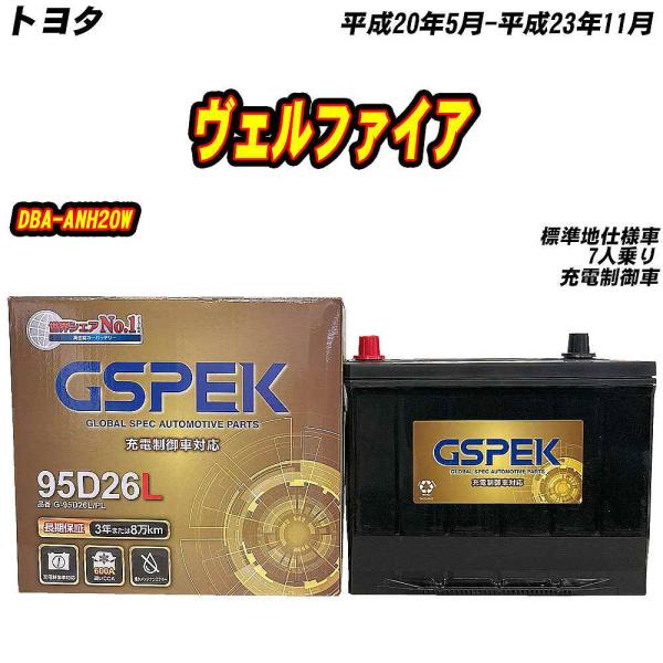 バッテリー GSPEK 95D26L トヨタ ヴェルファイア DBA-ANH20W H20/5-H2...